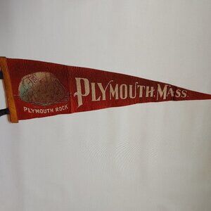 VINTAGE Plymouth Massachusetts Felt Pennant Plymouth Rock 1620